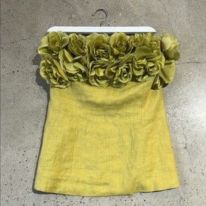 Lulu Bravo Chartreuse Linen Rosette Bustier